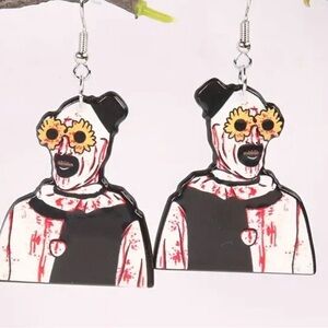 Horror Movie Terrifer Clown Acrylic Dangle Earrings Spooky Halloween Glasses